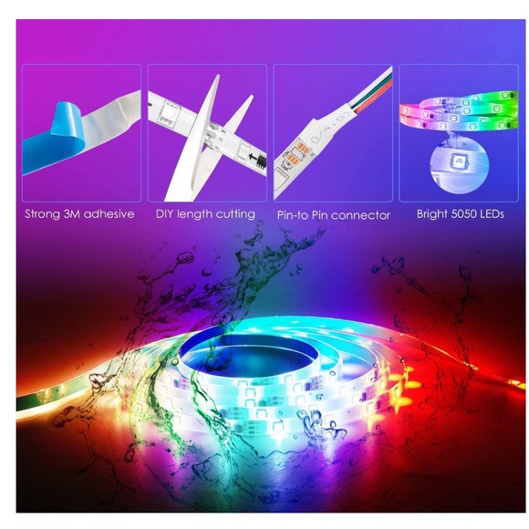 NEW Smart WiFi LED Light Strips Compatible with Alexa, 32.8ft Music Sync - Picture 6 of 7